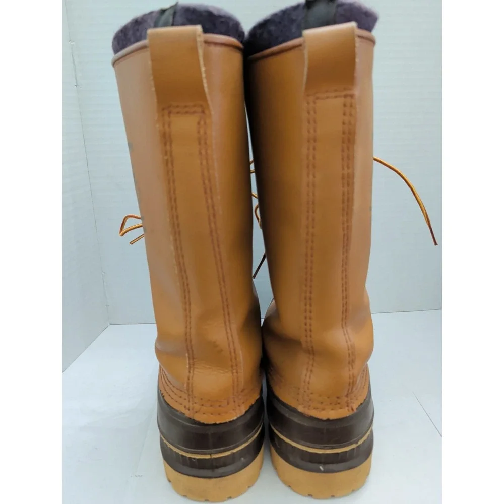 Sorel Frontier Boots Brown Rubber Leather Made in Canada Wool Insulated Tall Sz8
